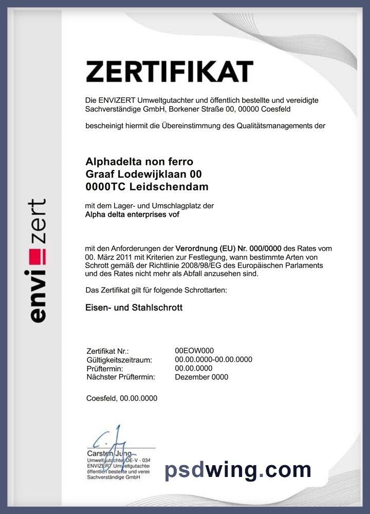 Germany Envizert GmbH Zertifikat Certificate PSD